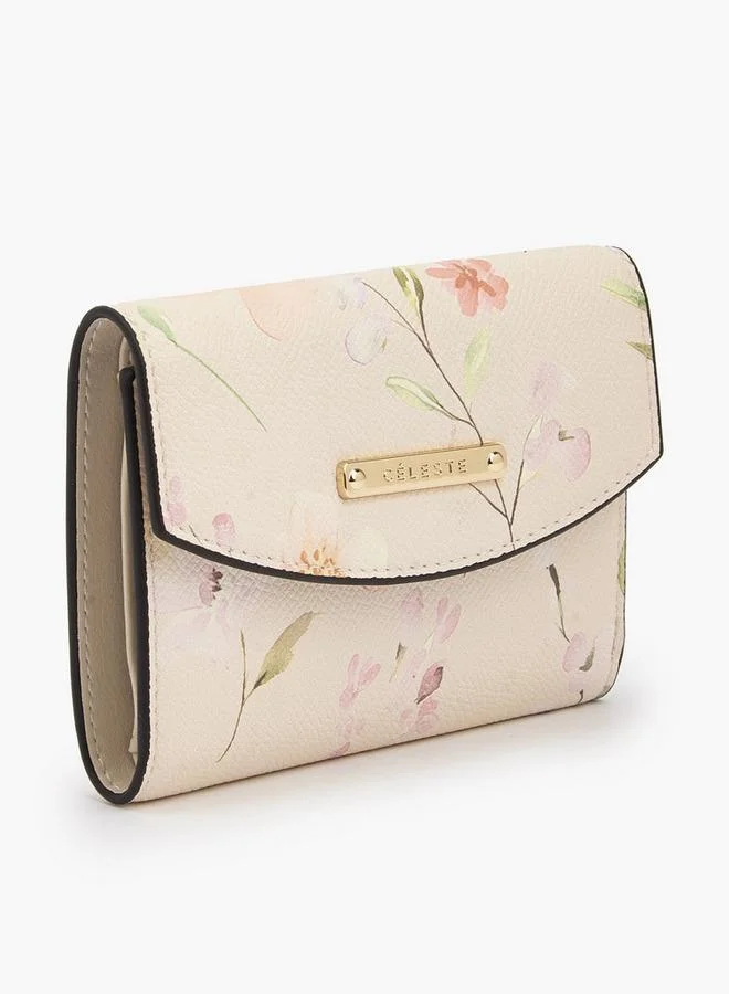 Celeste Floral Print Wallet With Snap Button Closure